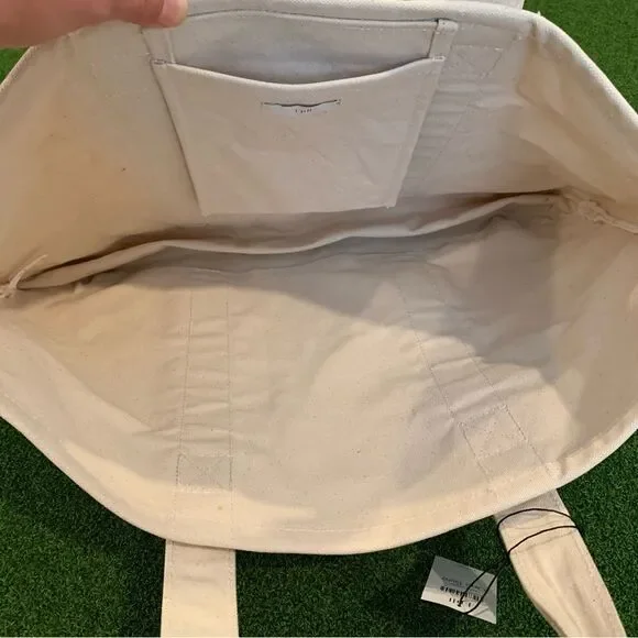 NWT J. Jill Women's Fringe-Trimmed Canvas Tote Bag Natural Cream 100% Cotton - Picture 5 of 8